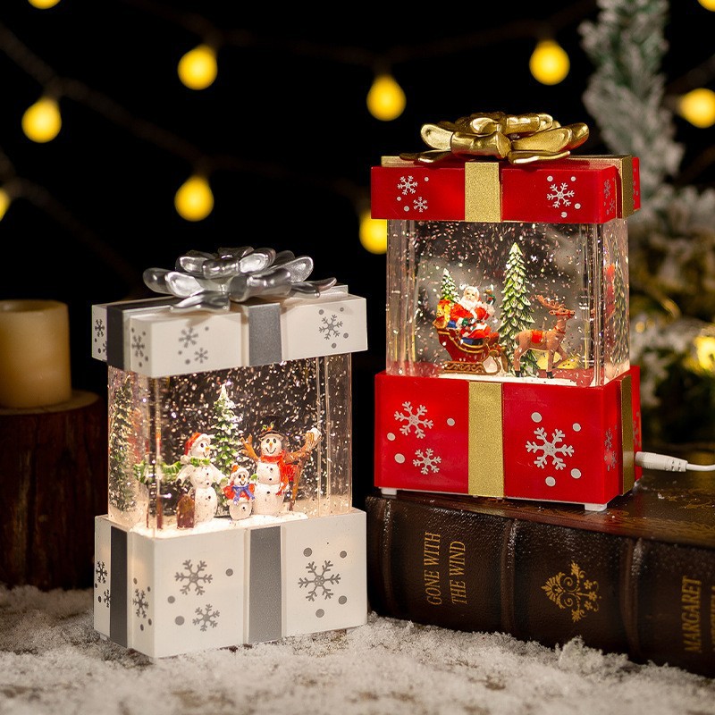 Snow Globe Musical - Automatische Schneekugel-Spieluhr – Weihnachts-Kristallkugel mit Weihnachtsmann-Nachtlicht,