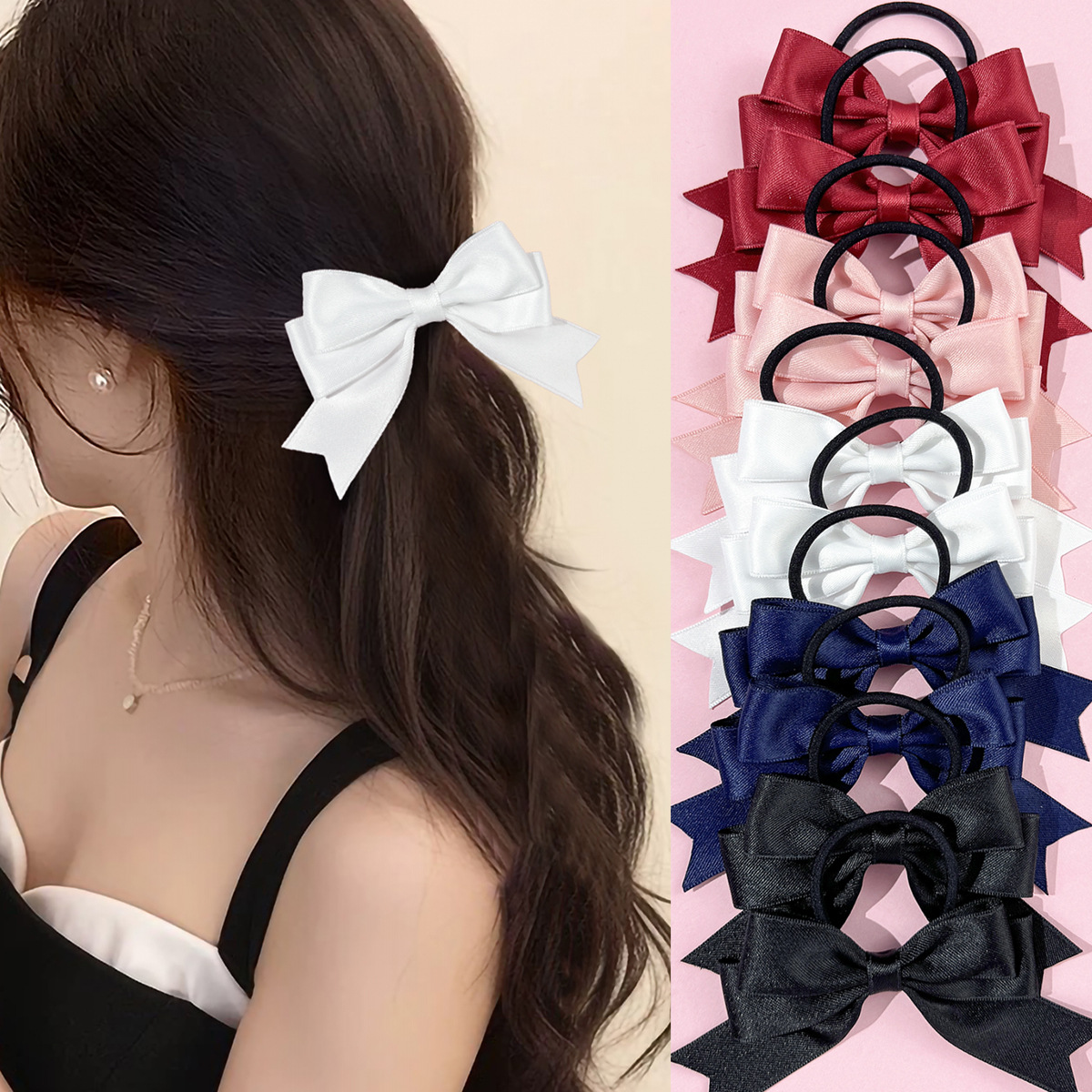 Ribbon Bow Gift - 2 Stück Haargummis mit Schleife, süß