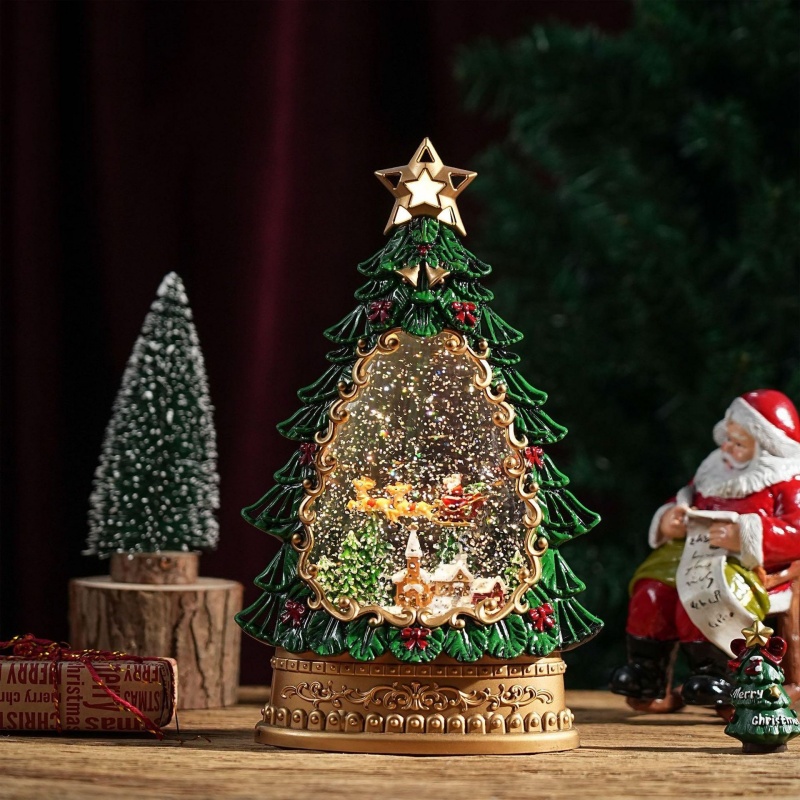 Snow Globe Musical - Schneekugel-Musikbox Weihnachtsdekoration mit Weihnachtsmann und Baum,