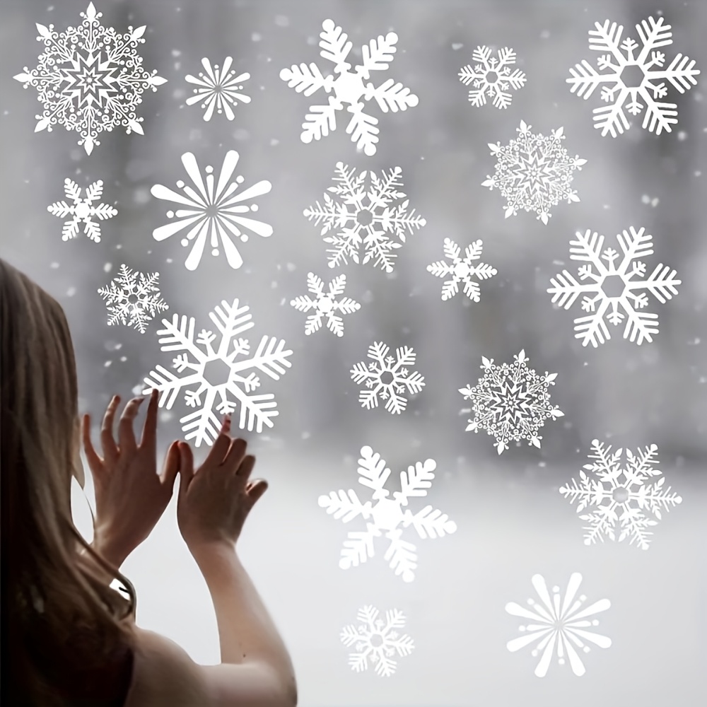 Snowflake Window Decal - 137 Stück statische Aufkleber mit Schneeflocken-Motiv