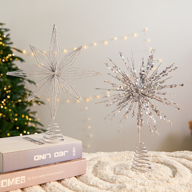 Star Tree Topper - 30 cm Weihnachtsbaum-Topper, Sternschnur, Gold, Silber,