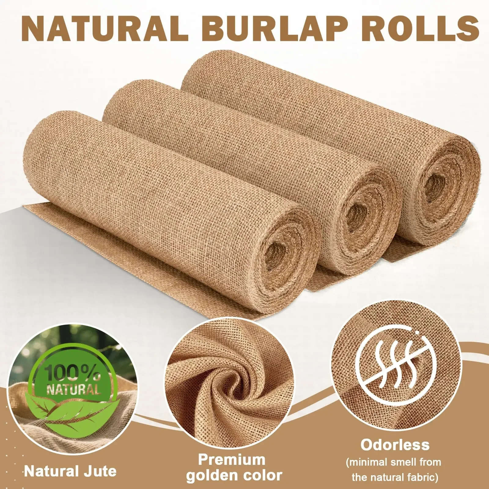 Christmas Table Runner - Neues Design Beige Jute-Rolle 30cmx10m -