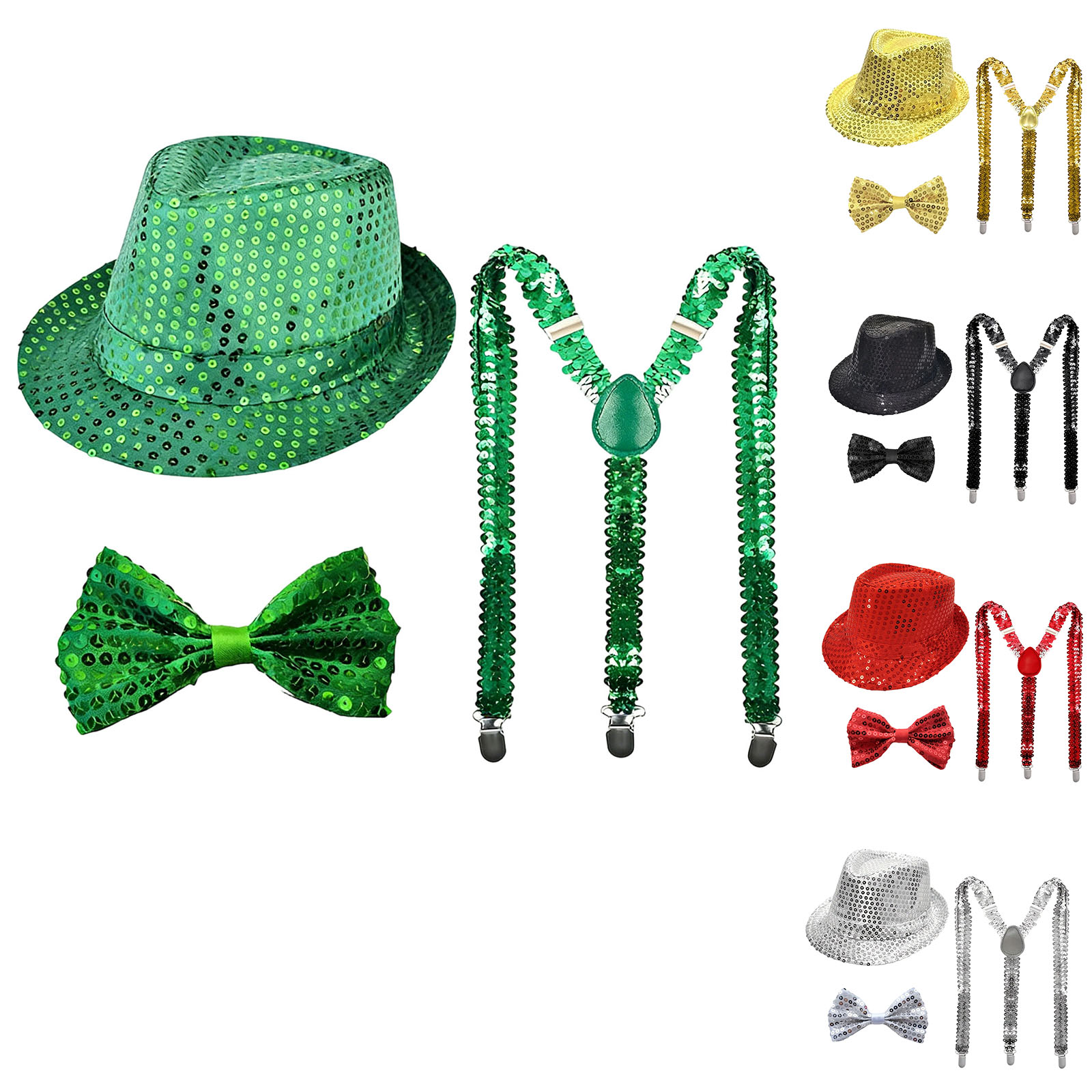 Ornament Ball Set - Performance-Requisiten-Set mit Pailletten-Hut, Krawatte, Handschuhen und