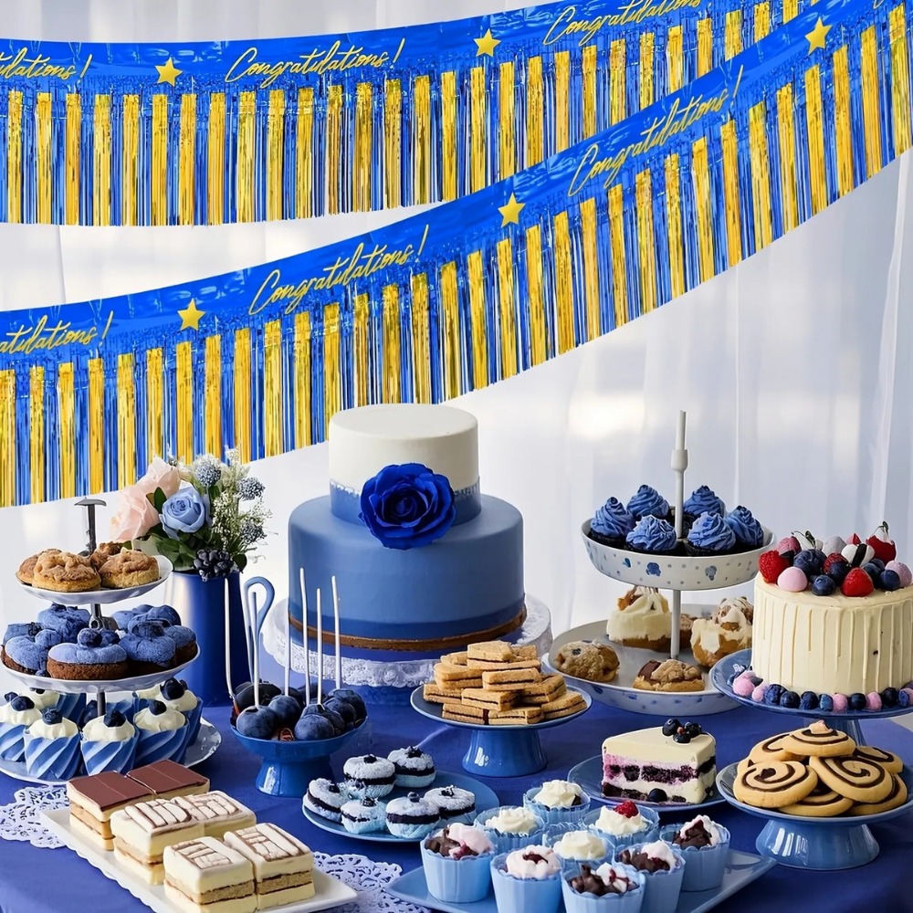 3-teilige Blau-Gold-Folienfran – Tinsel Garland Decoration Bewertung und Preis
