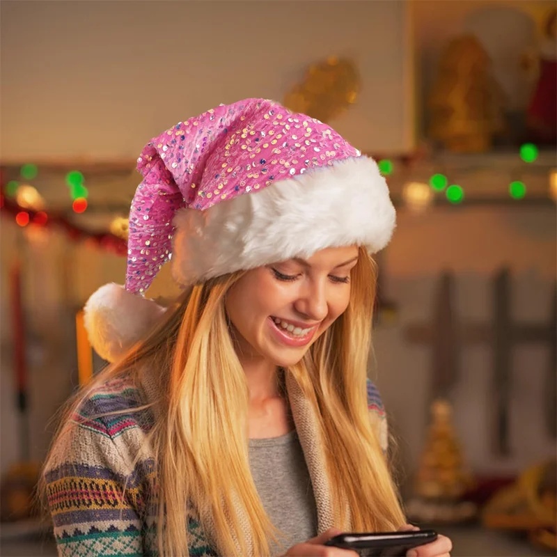 Doppellagige Pailletten-Weihna – Santa Hat Plush Bewertung und Preis